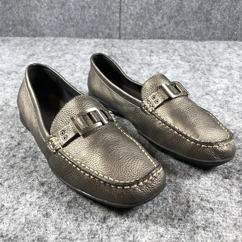 Naturalizer Shoes Womens‎ Size 8.5 M Metallic Pewter Pixie Loafers Driving Moc